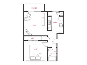 1 Bed, 1 Bath A 0N-0N201 floor plan